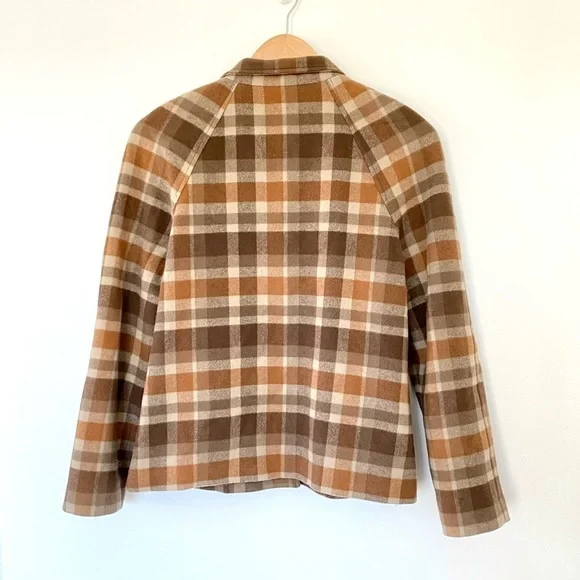 Vintage Wool Lined Plaid Tartan Brown Button Shacket - Picture 5 of 13